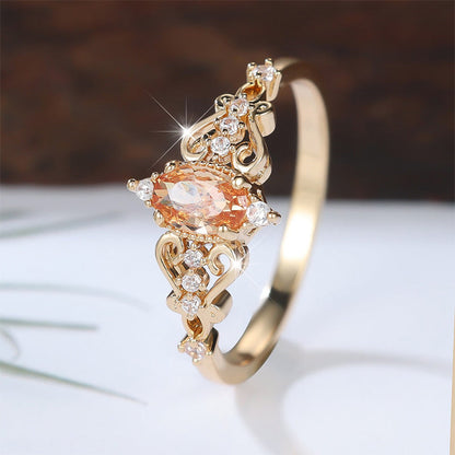 📢📢50% OFF !! ⏰Vintage Hollow Pattern Ring with Oval Rhinestone
