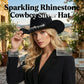 📢📢50% OFF !! ⏰Women's Rhinestone Heart Cowboy Hat Elegant French Jazz Fedora