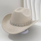📢📢50% OFF !! ⏰Women's Rhinestone Heart Cowboy Hat Elegant French Jazz Fedora