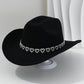 📢📢50% OFF !! ⏰Women's Rhinestone Heart Cowboy Hat Elegant French Jazz Fedora
