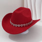 📢📢50% OFF !! ⏰Women's Rhinestone Heart Cowboy Hat Elegant French Jazz Fedora