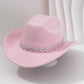 📢📢50% OFF !! ⏰Women's Rhinestone Heart Cowboy Hat Elegant French Jazz Fedora