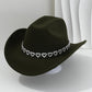 📢📢50% OFF !! ⏰Women's Rhinestone Heart Cowboy Hat Elegant French Jazz Fedora