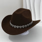 📢📢50% OFF !! ⏰Women's Rhinestone Heart Cowboy Hat Elegant French Jazz Fedora