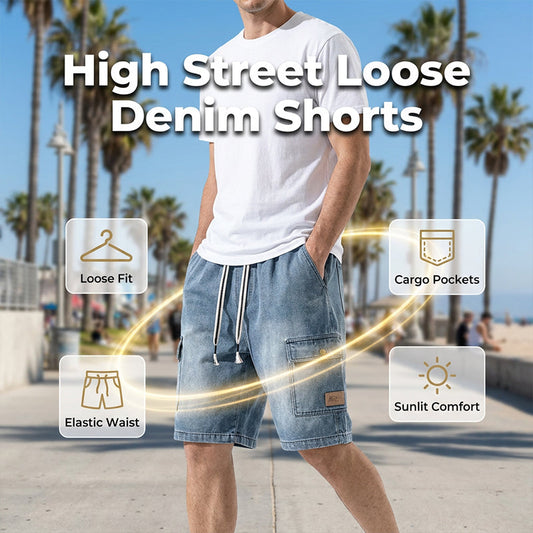 📢📢35% OFF !! ⏰Men‘s High Street Loose Denim Shorts