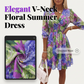 📢📢50% OFF !! ⏰Women's Floral V-Neck Ruffle Hem A-Line Dress