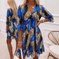 📢📢50% OFF !! ⏰Women's Floral V-Neck Ruffle Hem A-Line Dress