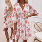 📢📢50% OFF !! ⏰Women's Floral V-Neck Ruffle Hem A-Line Dress