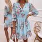 📢📢50% OFF !! ⏰Women's Floral V-Neck Ruffle Hem A-Line Dress