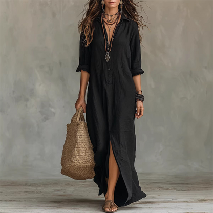 📢📢50% OFF !! ⏰Casual Loose Fit Maxi Dress with Front Slit