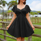 Puff Sleeve Backless Bow Tie Dress