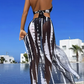 📢📢50% OFF !! ⏰Striped Two-Piece Swimsuit with Tie Neck and Ring Details