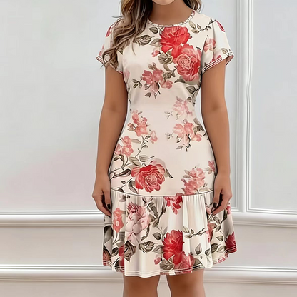 📢📢50% OFF !! ⏰Women's Elegant Floral Print Ruffled Hem Dress