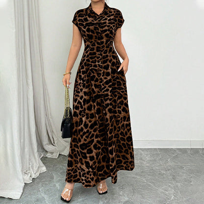 📢📢40% OFF !! ⏰Women's Elegant Leopard Print Lapel Dress