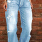 📢📢40% OFF !! ⏰Women's Distressed Slim Fit Flare Jeans