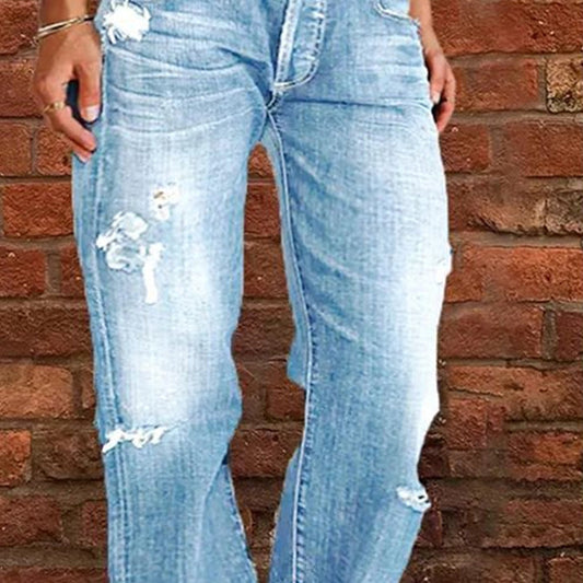 📢📢40% OFF !! ⏰Women's Distressed Slim Fit Flare Jeans