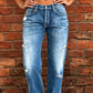 📢📢40% OFF !! ⏰Women's Distressed Slim Fit Flare Jeans