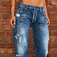 📢📢40% OFF !! ⏰Women's Distressed Slim Fit Flare Jeans