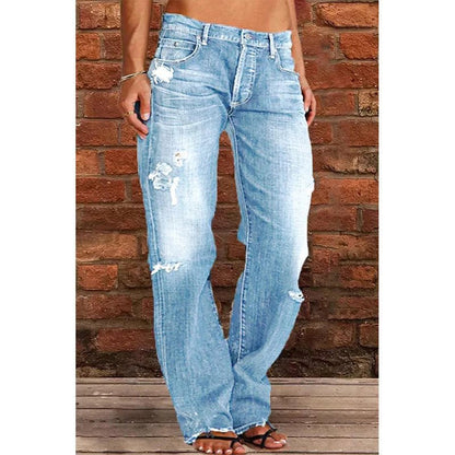 📢📢40% OFF !! ⏰Women's Distressed Slim Fit Flare Jeans