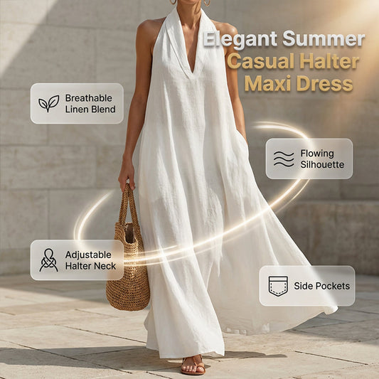📢📢50% OFF !! ⏰Elegant Summer Casual Halter Maxi Dress