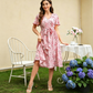 📢📢50% OFF !! ⏰Women’s Floral Print Tie-Waist Ruffle Sleeve Dress
