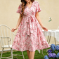 📢📢50% OFF !! ⏰Women’s Floral Print Tie-Waist Ruffle Sleeve Dress