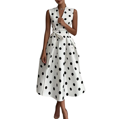 📢📢40% OFF !! ⏰Women's Polka Dot Sleeveless V-Neck Dress