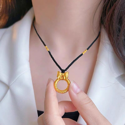 📢📢50% OFF !! ⏰Elegant Gold Bow Pendant Necklace