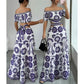 📢📢50% OFF !! ⏰Women’s Off-the-Shoulder Waist Cutout Daisy Printed Resort Dress