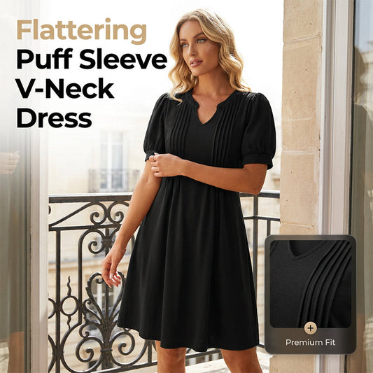 📢📢50% OFF !! ⏰Women’s Elegant Puff Sleeve V-Neck Dress