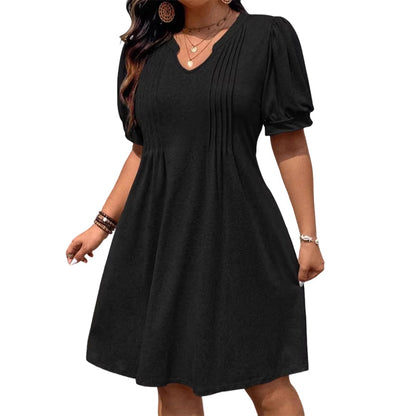 📢📢50% OFF !! ⏰Women’s Elegant Puff Sleeve V-Neck Dress