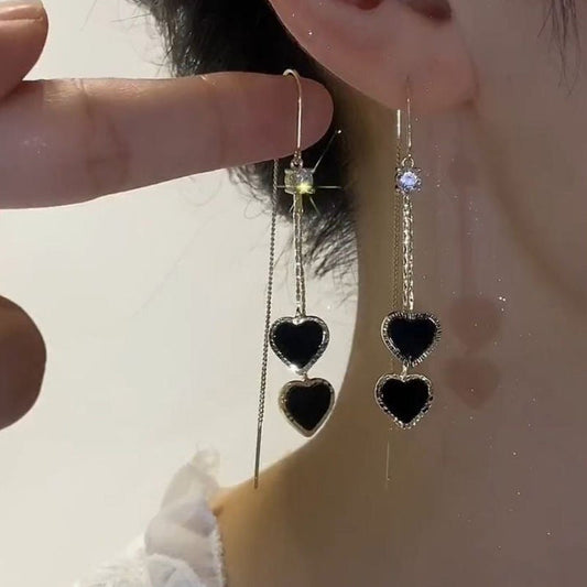 📢📢50% OFF !! ⏰Women’s Elegant Double Heart Tassel Earrings