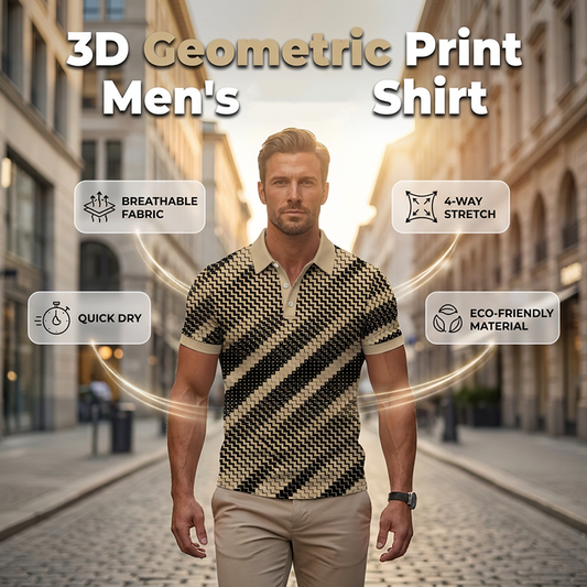 📢📢50% OFF !! ⏰Men's Geometric Print Collared Shirts