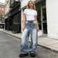 📢📢50% OFF !! ⏰Women's Asymmetrical Waist Wide-Leg Denim Jeans