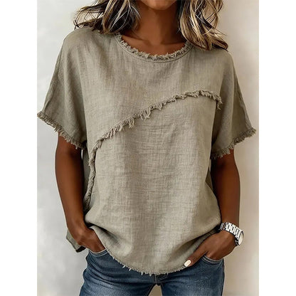 📢📢40% OFF !! ⏰Women’s Summer Top with Raw Edge Paneling