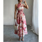 📢📢50% OFF !! ⏰Women's Halter Neck Sleeveless Printed Dress