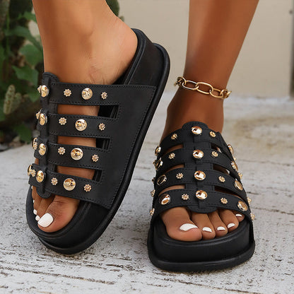 📢📢40% OFF !! ⏰Multi-Strap Platform Beach Slides for Women