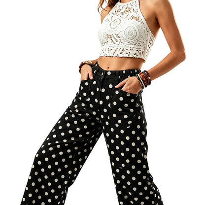 📢📢40% OFF !! ⏰Women's Casual Polka Dot Wide Leg Pants