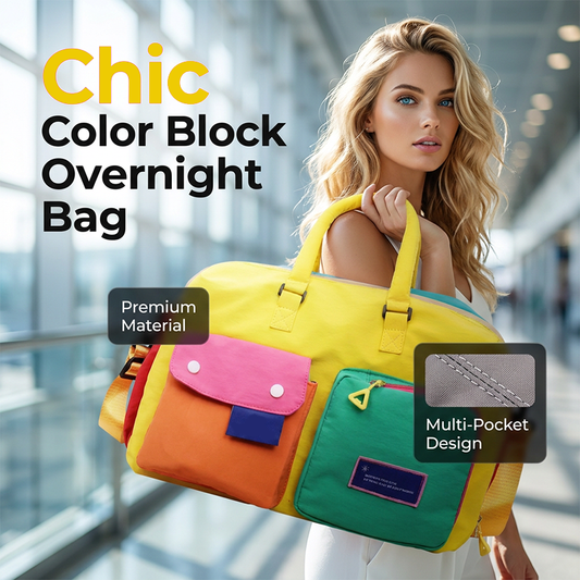 📢📢40% OFF !! ⏰Casual Color Block Overnight Bag