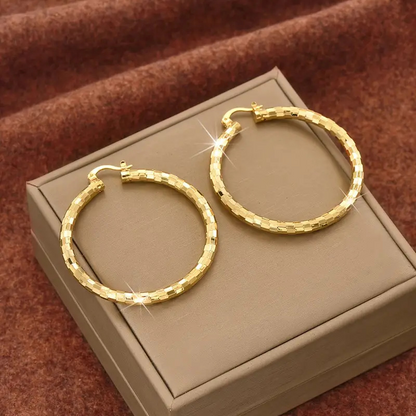 📢📢50% OFF !! ⏰Women’s Minimalist Textured Hoop Earrings Statement Round Jewelry