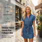 📢📢40% OFF !! ⏰Women's Casual Denim Shirt Dress with Drawstring Waist