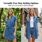 📢📢40% OFF !! ⏰Women's Casual Denim Shirt Dress with Drawstring Waist