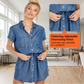 📢📢40% OFF !! ⏰Women's Casual Denim Shirt Dress with Drawstring Waist