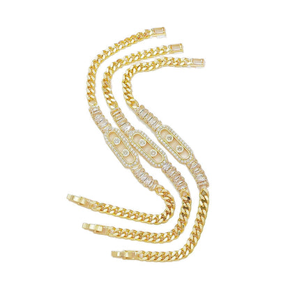 📢📢50% OFF !! ⏰Women's Gold-Tone Cubic Zirconia Chain Bracelet