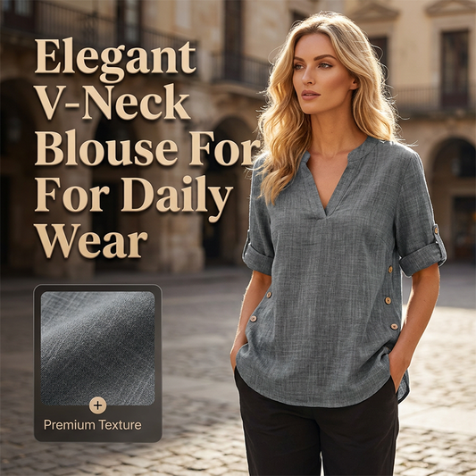 📢📢50% OFF !! ⏰Women's Casual Loose Fit V-Neck Blouse