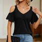 📢📢50% OFF !! ⏰Women's Printed Cold Shoulder V-Neck Top
