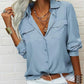 📢📢50% OFF !! ⏰Women's Solid Lapel Long Sleeves Button-Down Shirt