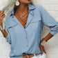 📢📢50% OFF !! ⏰Women's Solid Lapel Long Sleeves Button-Down Shirt
