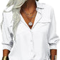 📢📢50% OFF !! ⏰Women's Solid Lapel Long Sleeves Button-Down Shirt
