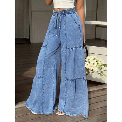 📢📢50% OFF !! ⏰Women's High Waist Wide Leg Denim Pants